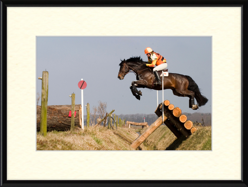 A Horse Handling a Ditch in a Steeple Chase - Great Pictures Framed