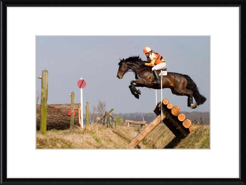 A Horse Handling a Ditch in a Steeple Chase - Great Pictures Framed