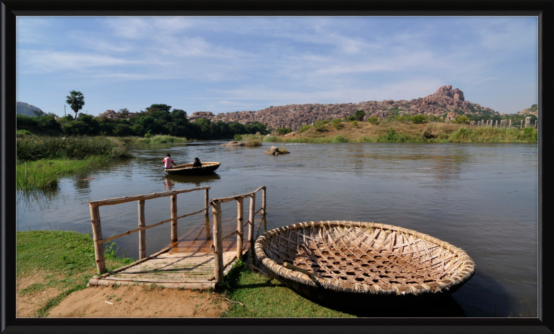 Tungabhadra River and Coracle Boats - Great Pictures Framed