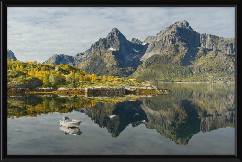 Boat with Mountains at Digermulen, Hinnøya, Norway - Great Pictures Framed