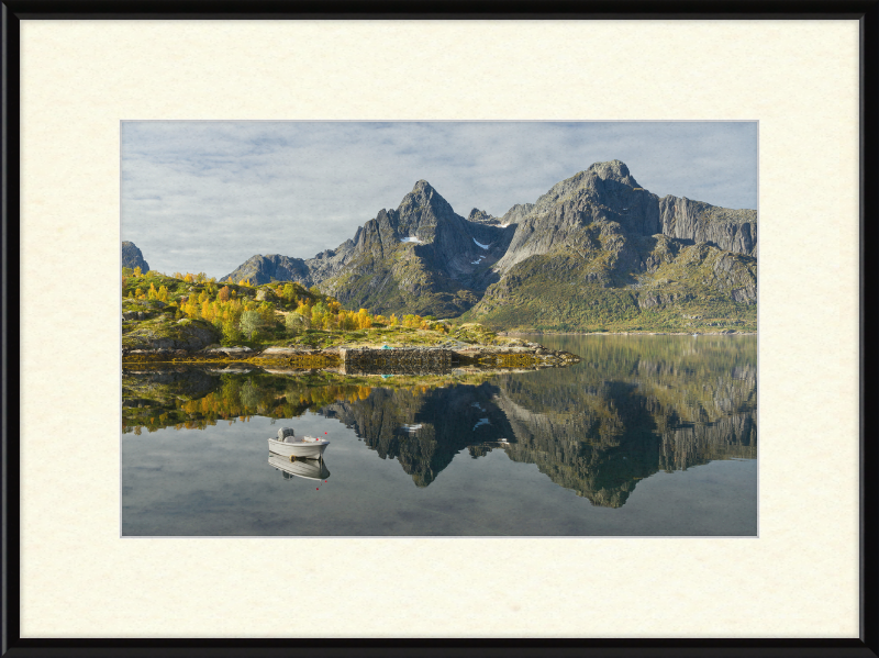 Boat with Mountains at Digermulen, Hinnøya, Norway - Great Pictures Framed