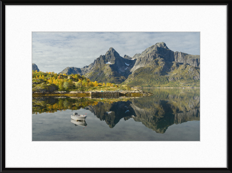 Boat with Mountains at Digermulen, Hinnøya, Norway - Great Pictures Framed