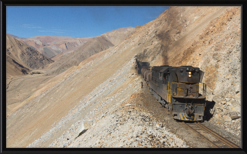 A Train on the Side of a Chilean Mountain - Great Pictures Framed