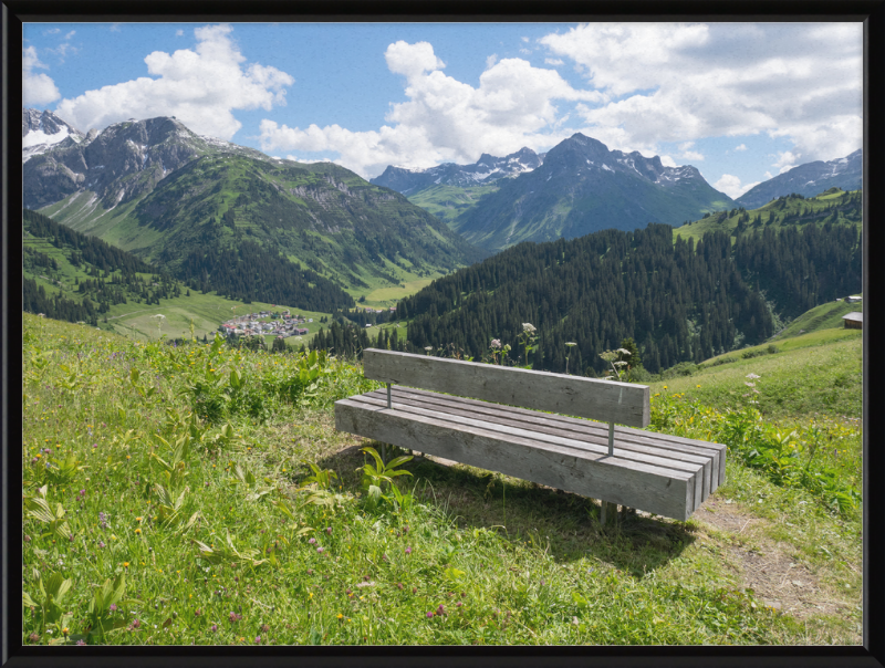 Lech - Bürstegg - Sitzbank - Great Pictures Framed