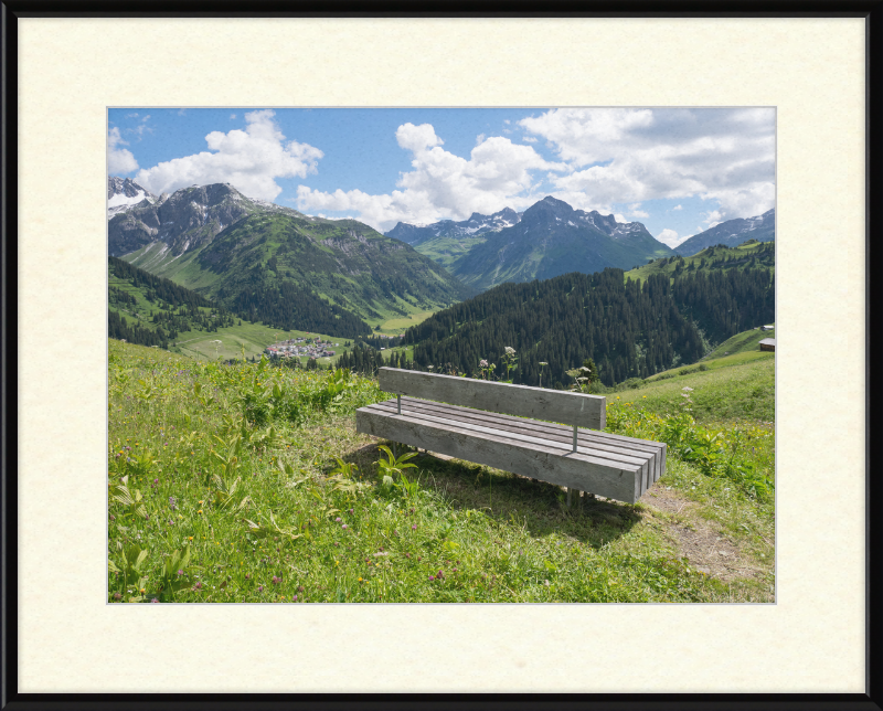Lech - Bürstegg - Sitzbank - Great Pictures Framed