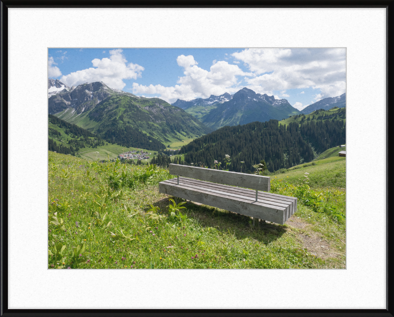 Lech - Bürstegg - Sitzbank - Great Pictures Framed
