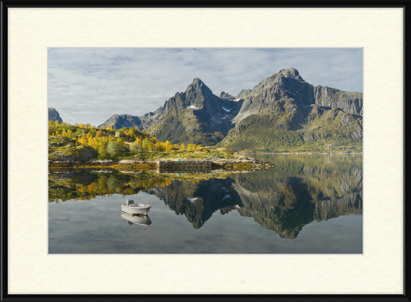 Boat with Mountains at Digermulen, Hinnøya, Norway - Great Pictures Framed