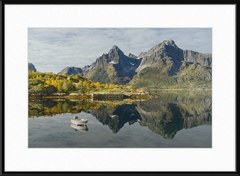 Boat with Mountains at Digermulen, Hinnøya, Norway - Great Pictures Framed