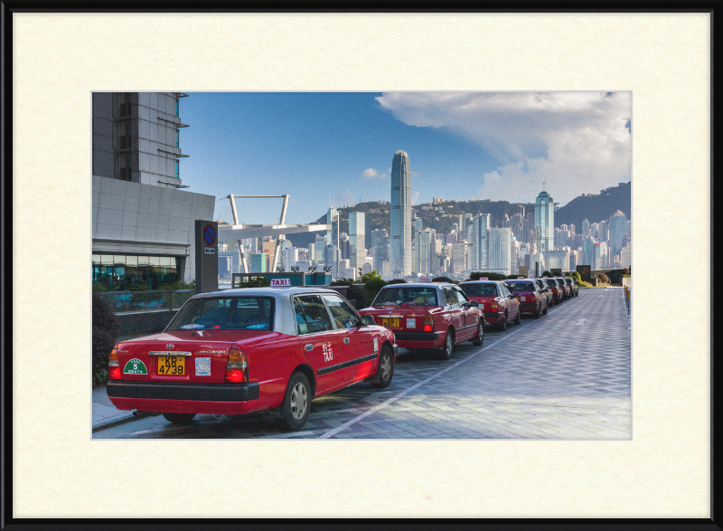 Red Taxis on the Kowloon Waterfront - Great Pictures Framed
