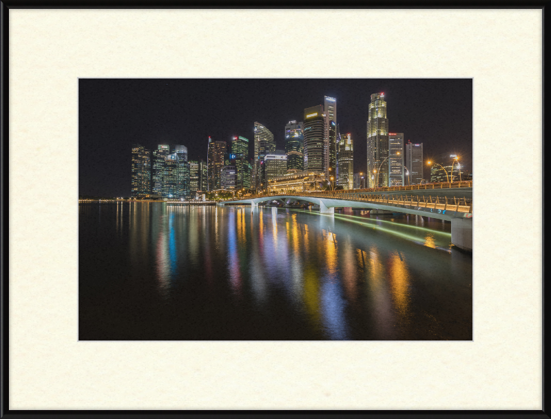 Skyline of Singapore with Esplanade Bridge - Great Pictures Framed