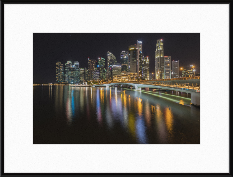 Skyline of Singapore with Esplanade Bridge - Great Pictures Framed