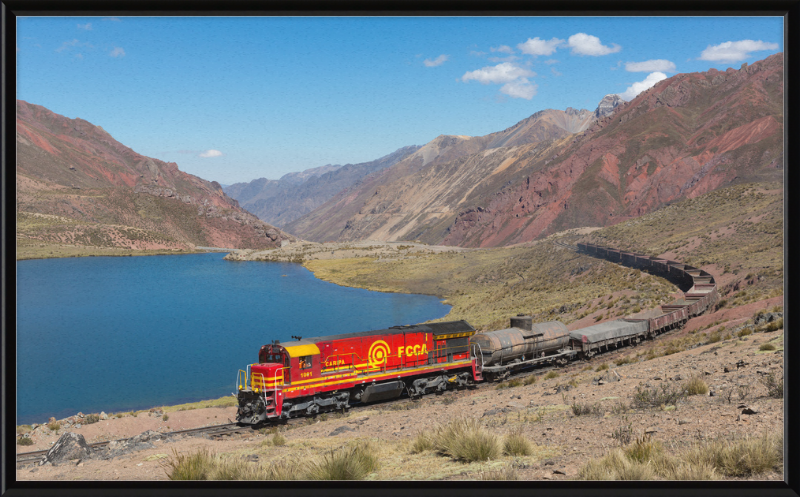 A Train and the Mountainous Terrain of Chinchan - Great Pictures Framed
