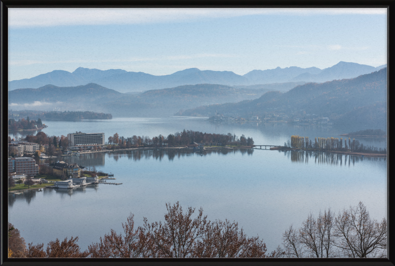 Pörtschach Gloriette-Blick auf Wörther See und Blumeninsel - Great Pictures Framed