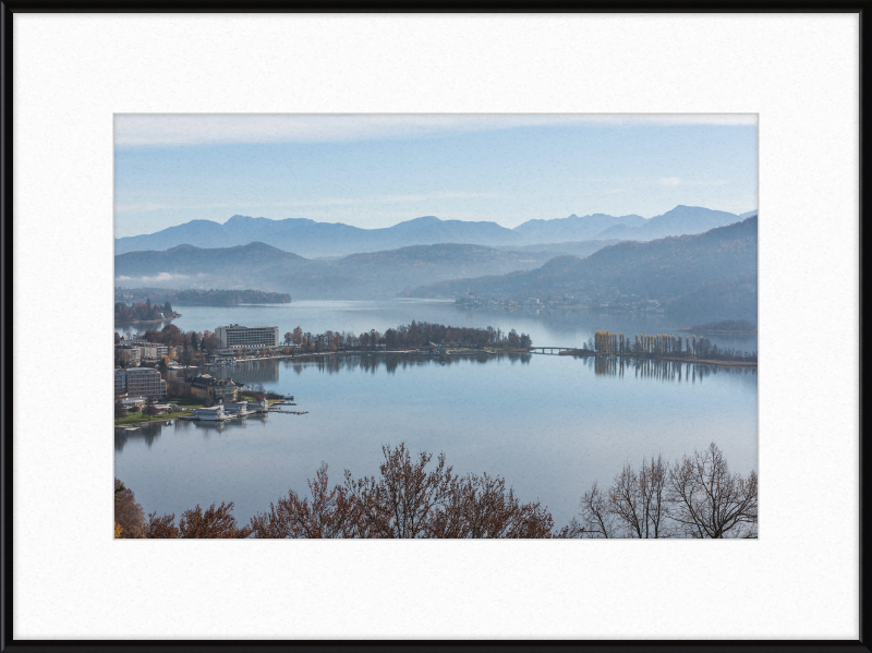 Pörtschach Gloriette-Blick auf Wörther See und Blumeninsel - Great Pictures Framed
