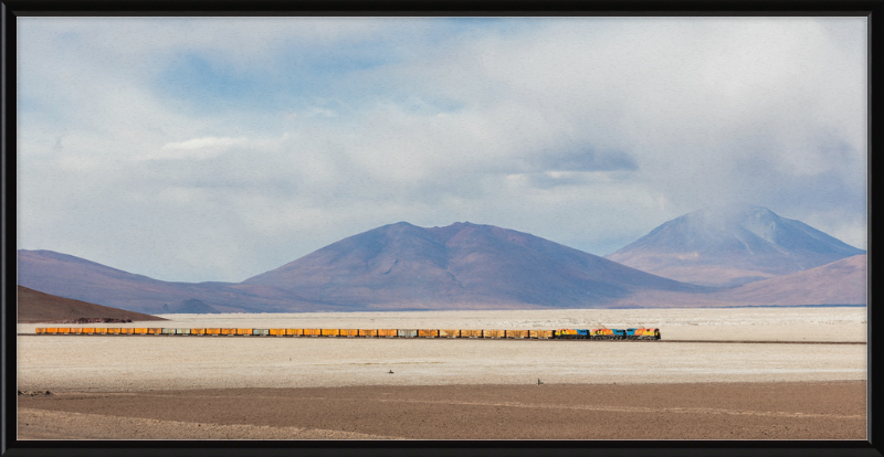Train Crossing the Ascotán Salt Flat - Great Pictures Framed