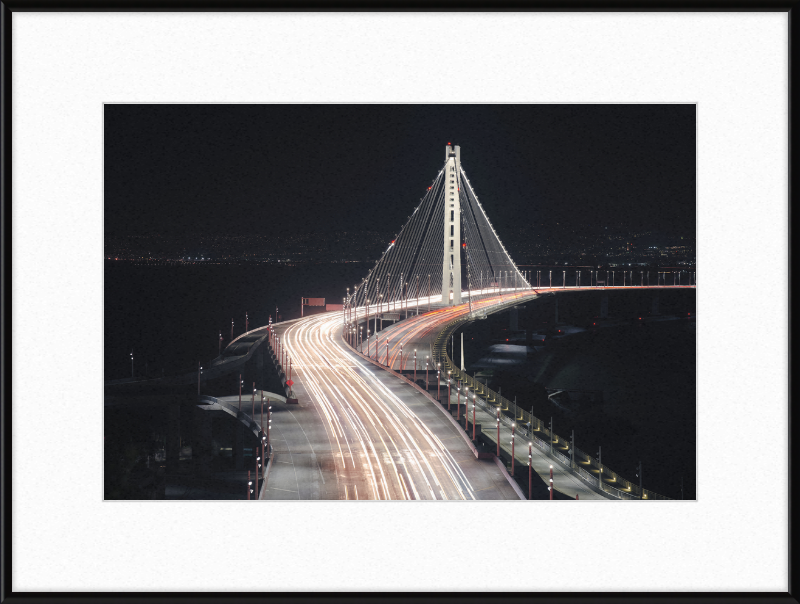 Eastern Span of the San Francisco Oakland Bay Bridge at Night - Great Pictures Framed