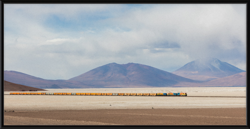 Train Crossing the Ascotán Salt Flat - Great Pictures Framed