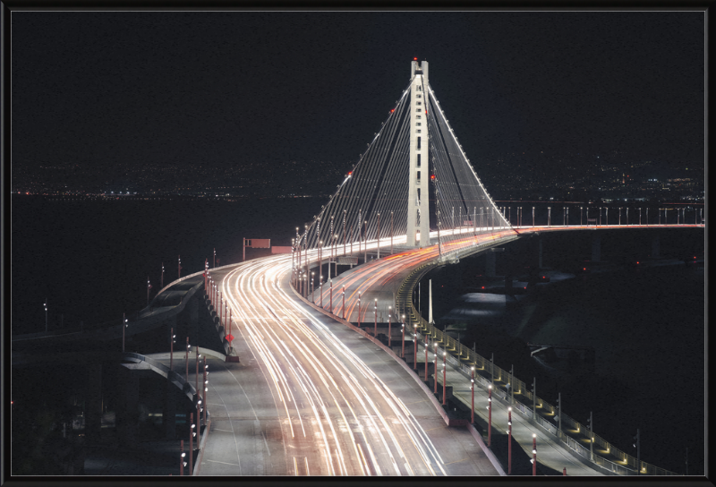 Eastern Span of the San Francisco Oakland Bay Bridge at Night - Great Pictures Framed