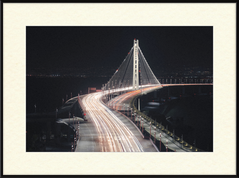 Eastern Span of the San Francisco Oakland Bay Bridge at Night - Great Pictures Framed