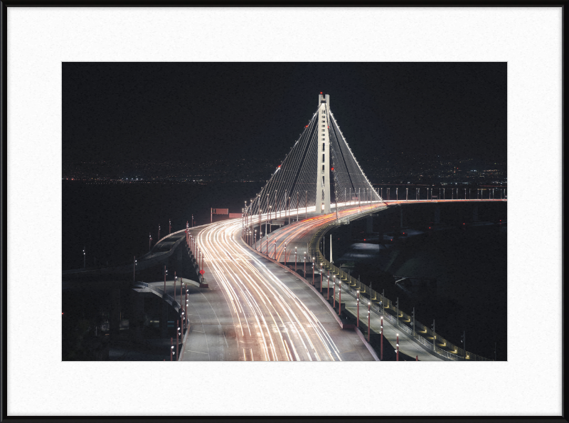 Eastern Span of the San Francisco Oakland Bay Bridge at Night - Great Pictures Framed