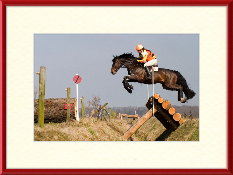 A Horse Handling a Ditch in a Steeple Chase - Great Pictures Framed