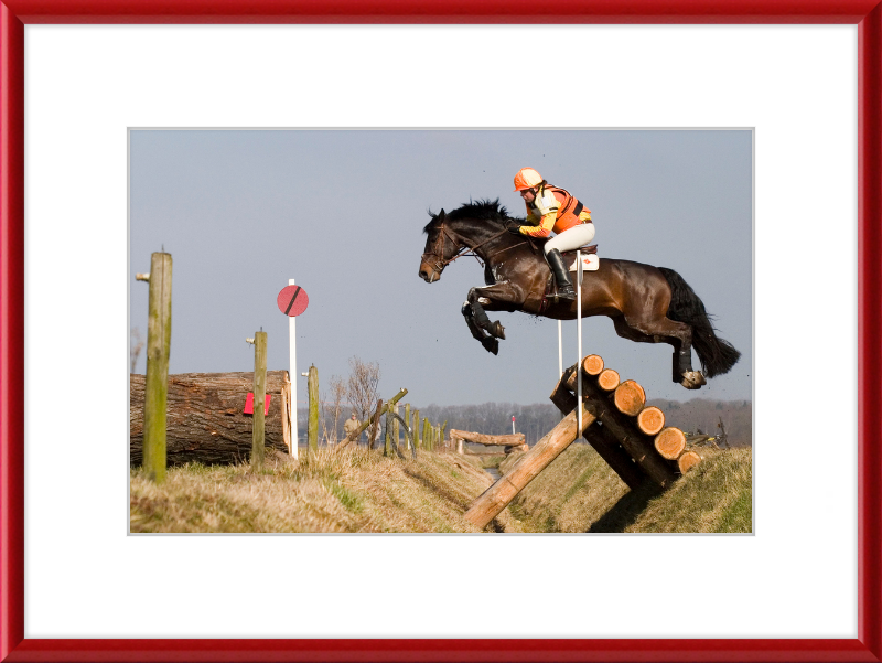 A Horse Handling a Ditch in a Steeple Chase - Great Pictures Framed