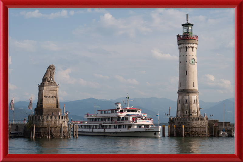 Lindau Harbor Lake Constance MS Schwaben - Great Pictures Framed
