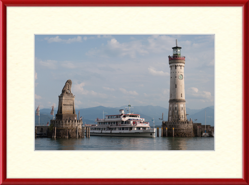 Lindau Harbor Lake Constance MS Schwaben - Great Pictures Framed