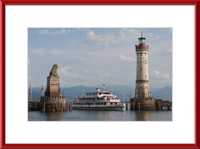 Lindau Harbor Lake Constance MS Schwaben - Great Pictures Framed