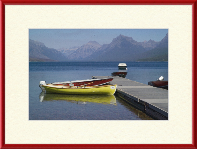 Boats on Lake McDonald's Shores - Great Pictures Framed