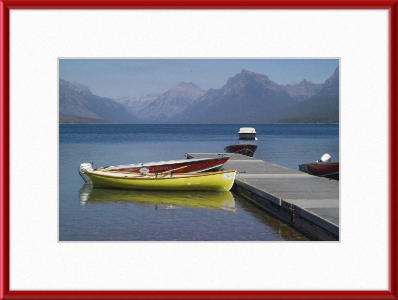 Boats on Lake McDonald's Shores - Great Pictures Framed