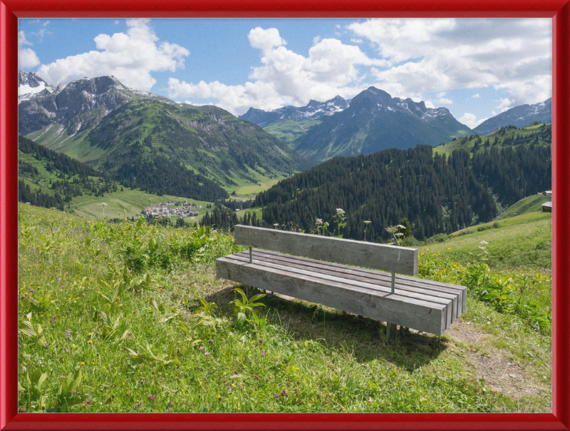 Lech - Bürstegg - Sitzbank - Great Pictures Framed