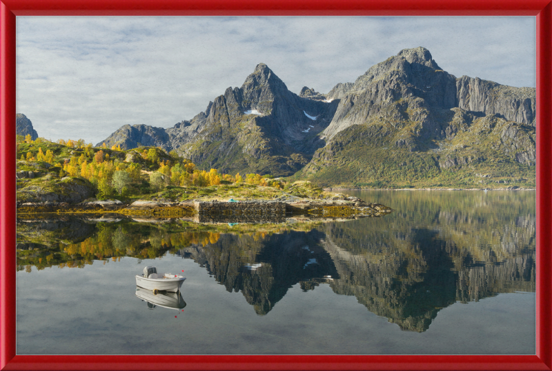 Boat with Mountains at Digermulen, Hinnøya, Norway - Great Pictures Framed