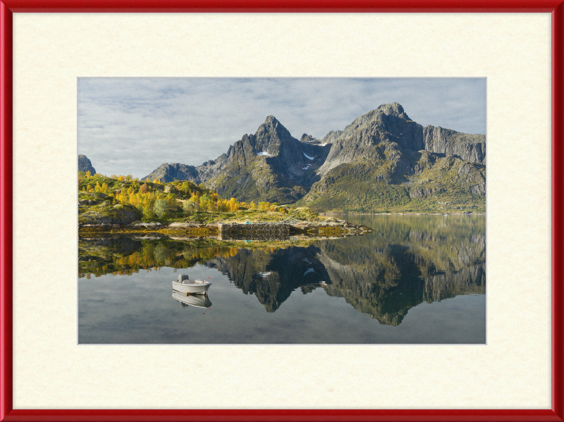Boat with Mountains at Digermulen, Hinnøya, Norway - Great Pictures Framed
