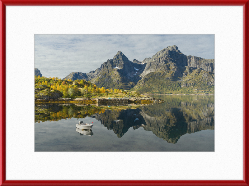 Boat with Mountains at Digermulen, Hinnøya, Norway - Great Pictures Framed