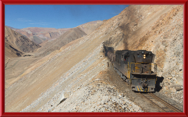 A Train on the Side of a Chilean Mountain - Great Pictures Framed