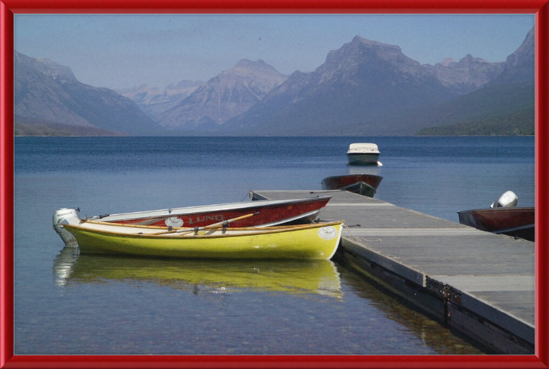Boats on Lake McDonald's Shores - Great Pictures Framed
