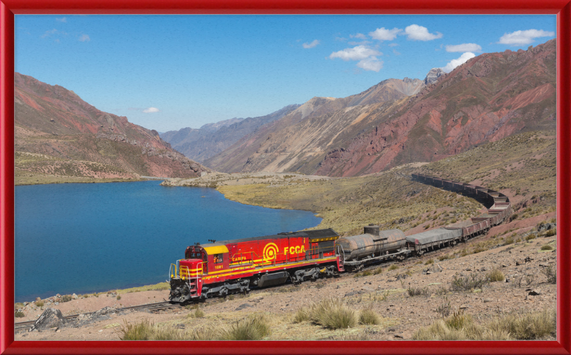 A Train and the Mountainous Terrain of Chinchan - Great Pictures Framed