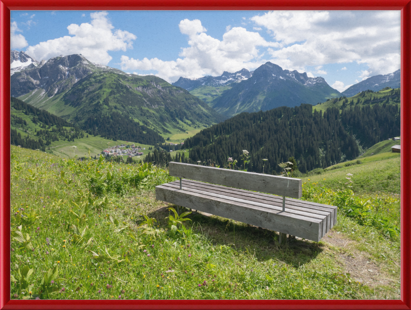 Lech - Bürstegg - Sitzbank - Great Pictures Framed