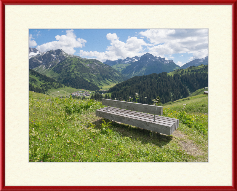 Lech - Bürstegg - Sitzbank - Great Pictures Framed