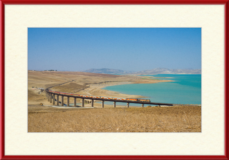 ONCF DH 370 with a Casablanca - Oujda train at the Barrage Idriss - Great Pictures Framed