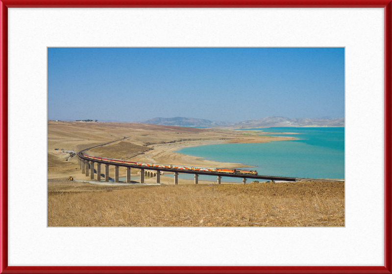 ONCF DH 370 with a Casablanca - Oujda train at the Barrage Idriss - Great Pictures Framed