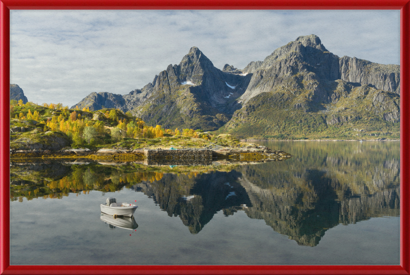 Boat with Mountains at Digermulen, Hinnøya, Norway - Great Pictures Framed