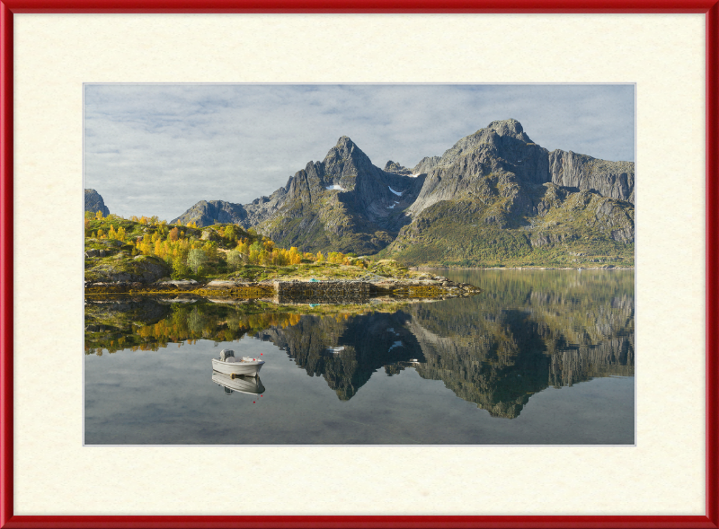 Boat with Mountains at Digermulen, Hinnøya, Norway - Great Pictures Framed