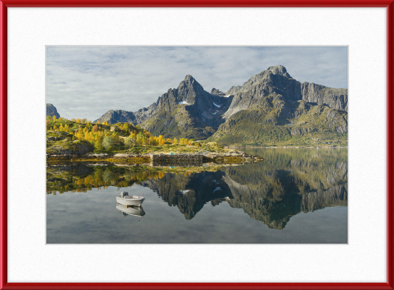 Boat with Mountains at Digermulen, Hinnøya, Norway - Great Pictures Framed