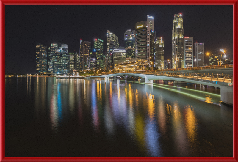 Skyline of Singapore with Esplanade Bridge - Great Pictures Framed
