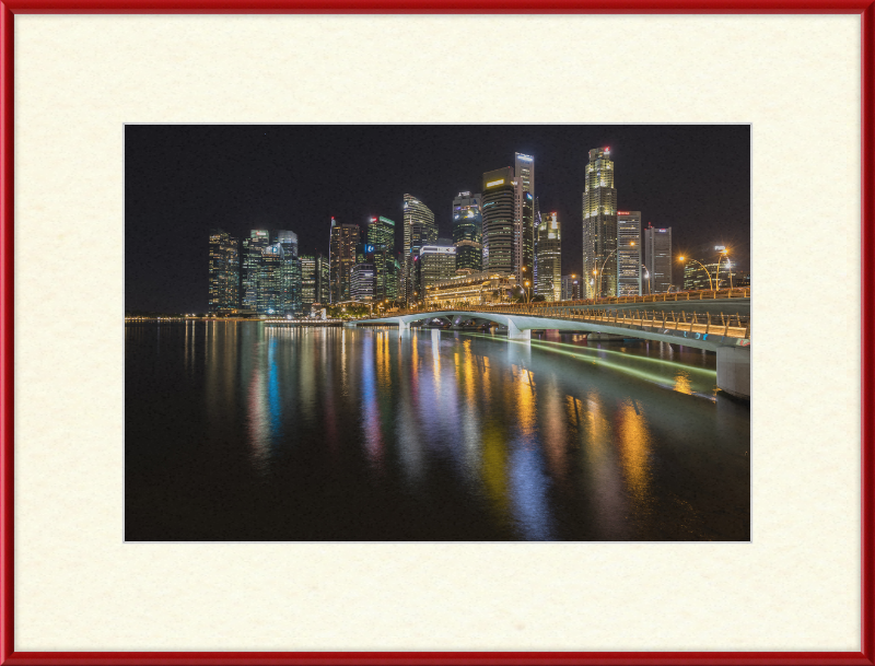 Skyline of Singapore with Esplanade Bridge - Great Pictures Framed