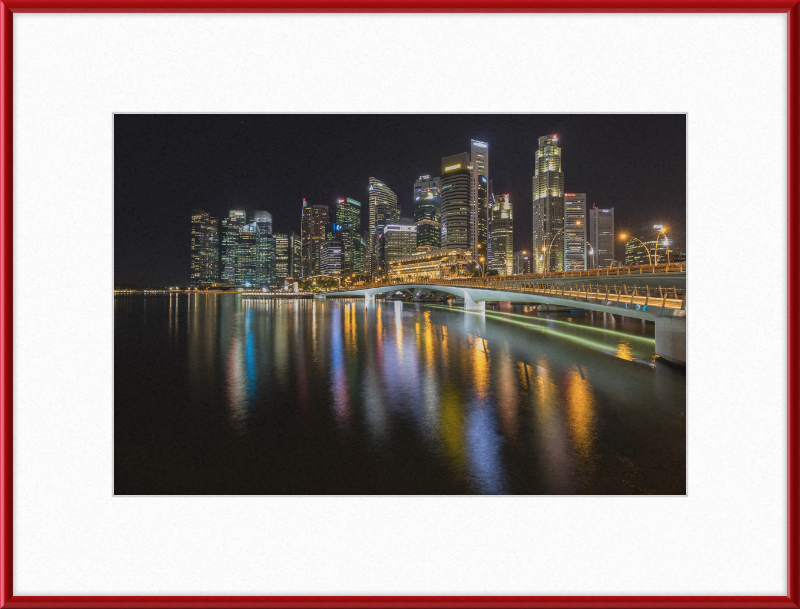 Skyline of Singapore with Esplanade Bridge - Great Pictures Framed