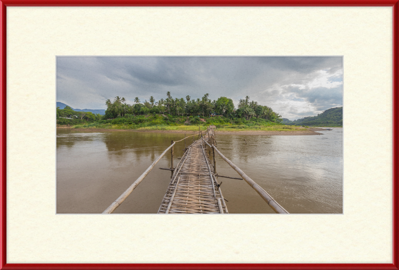Temporary Wooden Footbridge Leading to the City of Luang Prabang - Great Pictures Framed