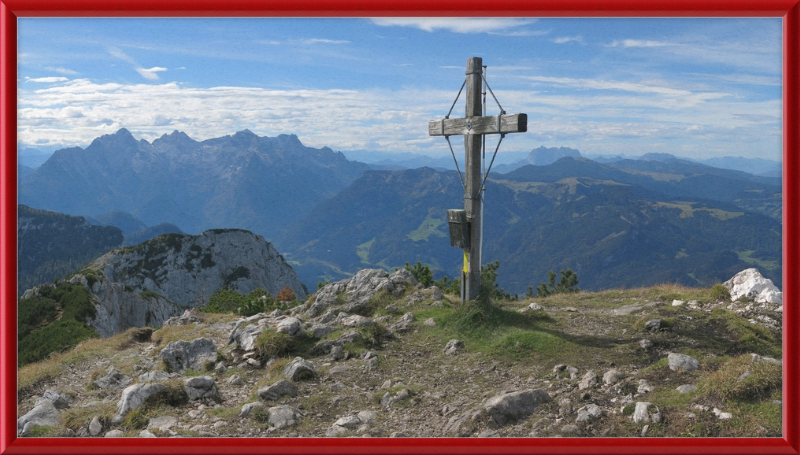 Summit Cross of Großer Weitschartenkopf - Great Pictures Framed